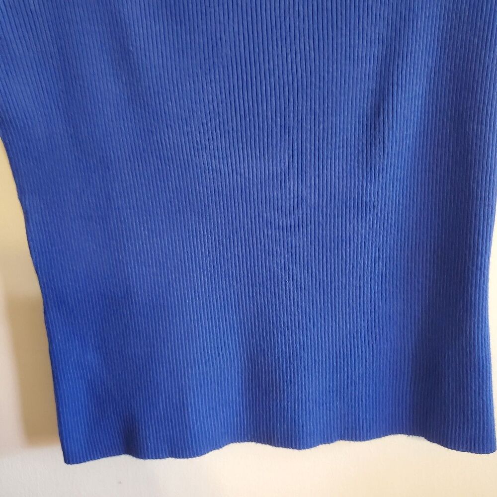 Spenser Jeremy Silk Blend Blue Ribbed Square Neck Top Size S Minimal 90s Y2K - Picture 3 of 10